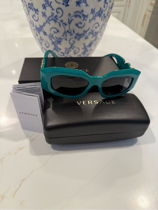 Versace Accessories - Versace Teal Chunky Rectangular Women’s Sunglasses